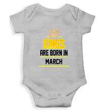 Load image into Gallery viewer, Kings Are Born In March Kids Romper For Baby Boy/Girl-Grey-Ektarfa.online
