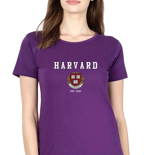 Harvard T-Shirt for Women-XS(32 Inches)-Purple-Ektarfa.online