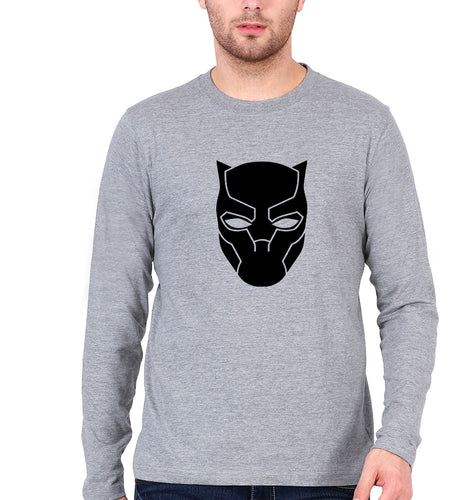 Black Panther Superhero Full Sleeves T-Shirt for Men-Grey Melange-Ektarfa.online
