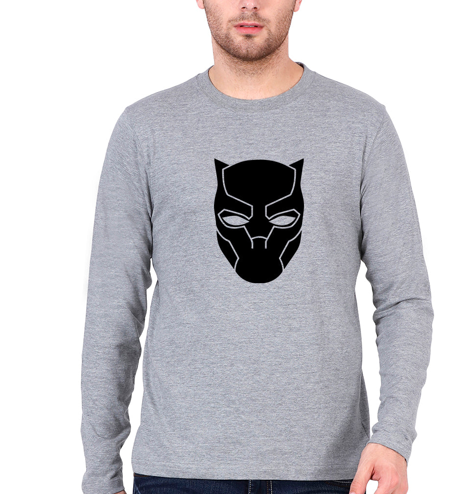 Black Panther Superhero Full Sleeves T-Shirt for Men-Grey Melange-Ektarfa.online