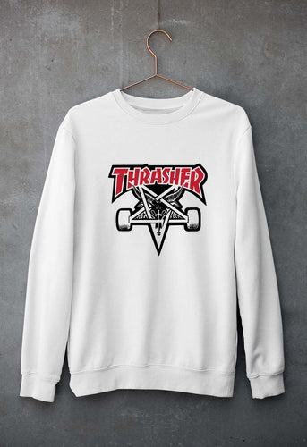 Thrasher Unisex Sweatshirt for Men/Women-S(40 Inches)-White-Ektarfa.online