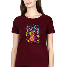 Load image into Gallery viewer, Psychedelic Music T-Shirt for Women-XS(32 Inches)-Maroon-Ektarfa.online
