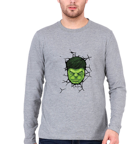 Hulk Full Sleeves T-Shirt for Men-Grey Melange-Ektarfa.online