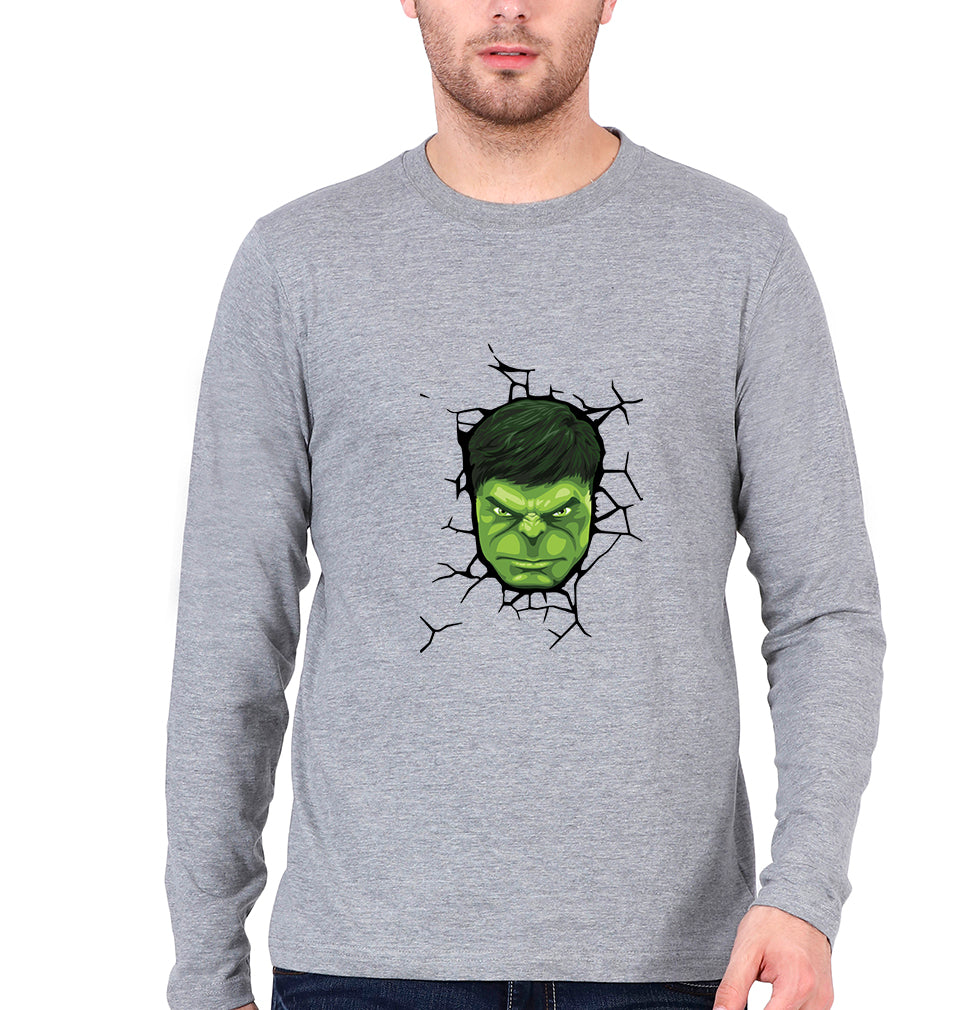 Hulk Full Sleeves T-Shirt for Men-Grey Melange-Ektarfa.online