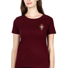Load image into Gallery viewer, Portugal Football T-Shirt for Women-Maroon-Ektarfa.online
