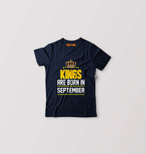 Load image into Gallery viewer, Kings Are Born In September Kids T-Shirt for Boy/Girl-Navy Blue-Ektarfa.online
