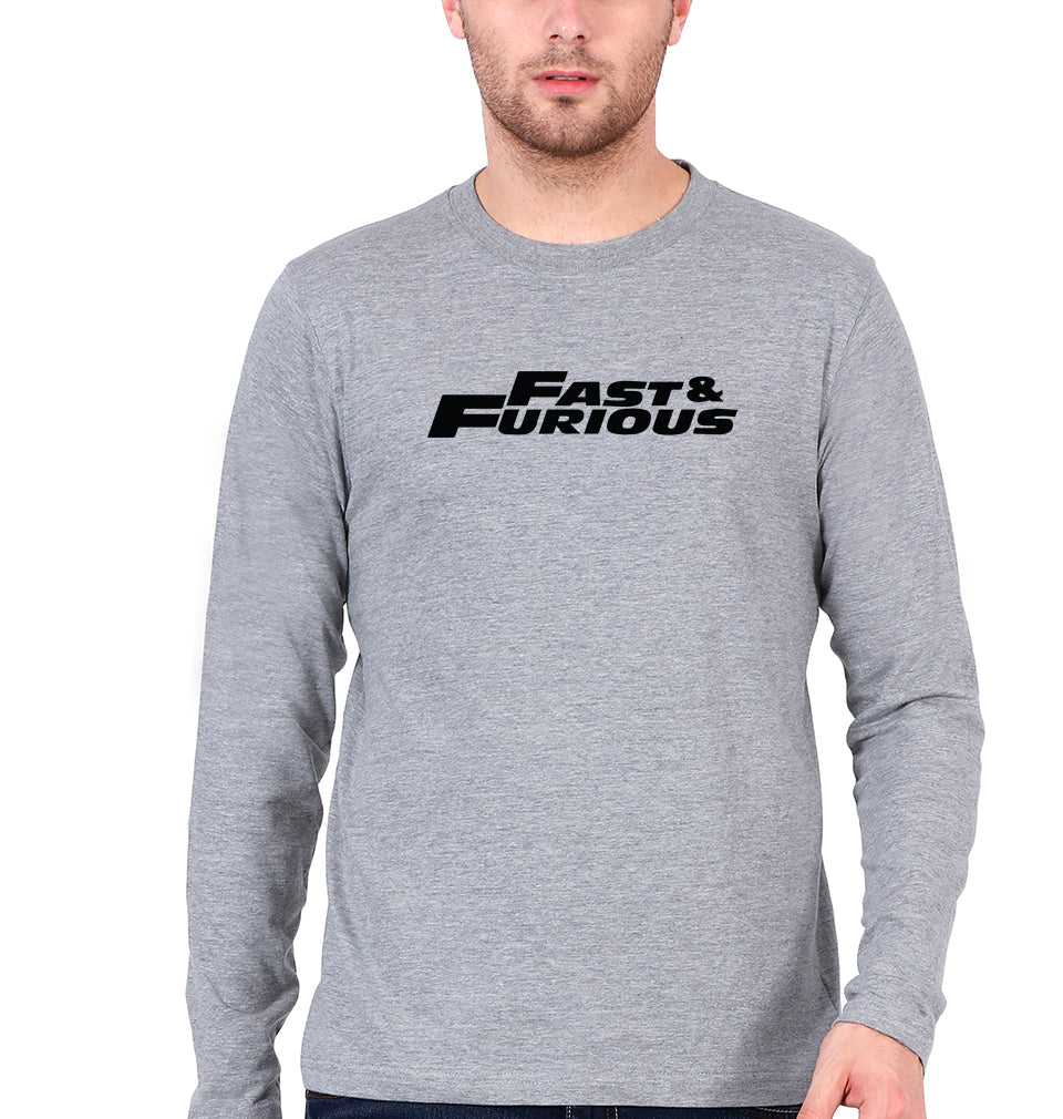 Fast & Furious Full Sleeves T-Shirt for Men-Grey Melange-Ektarfa.online