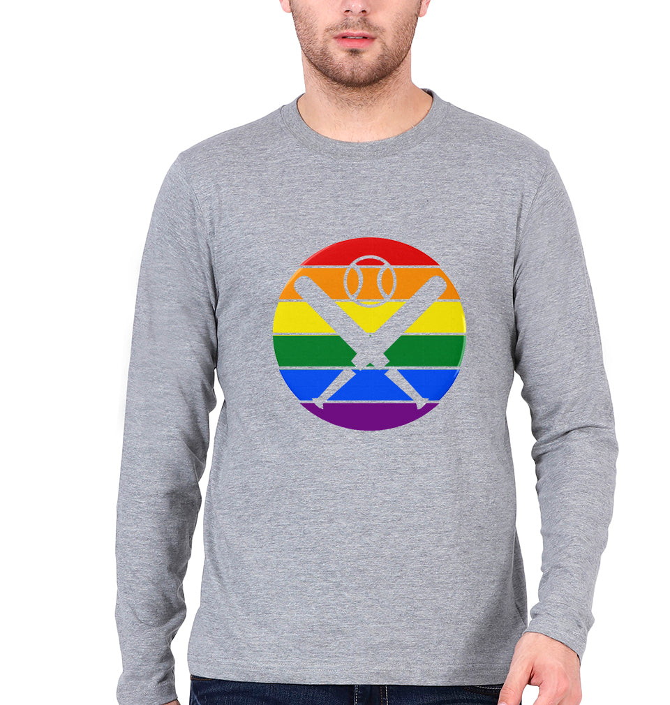 Baseball Full Sleeves T-Shirt for Men-Grey Melange-Ektarfa.online