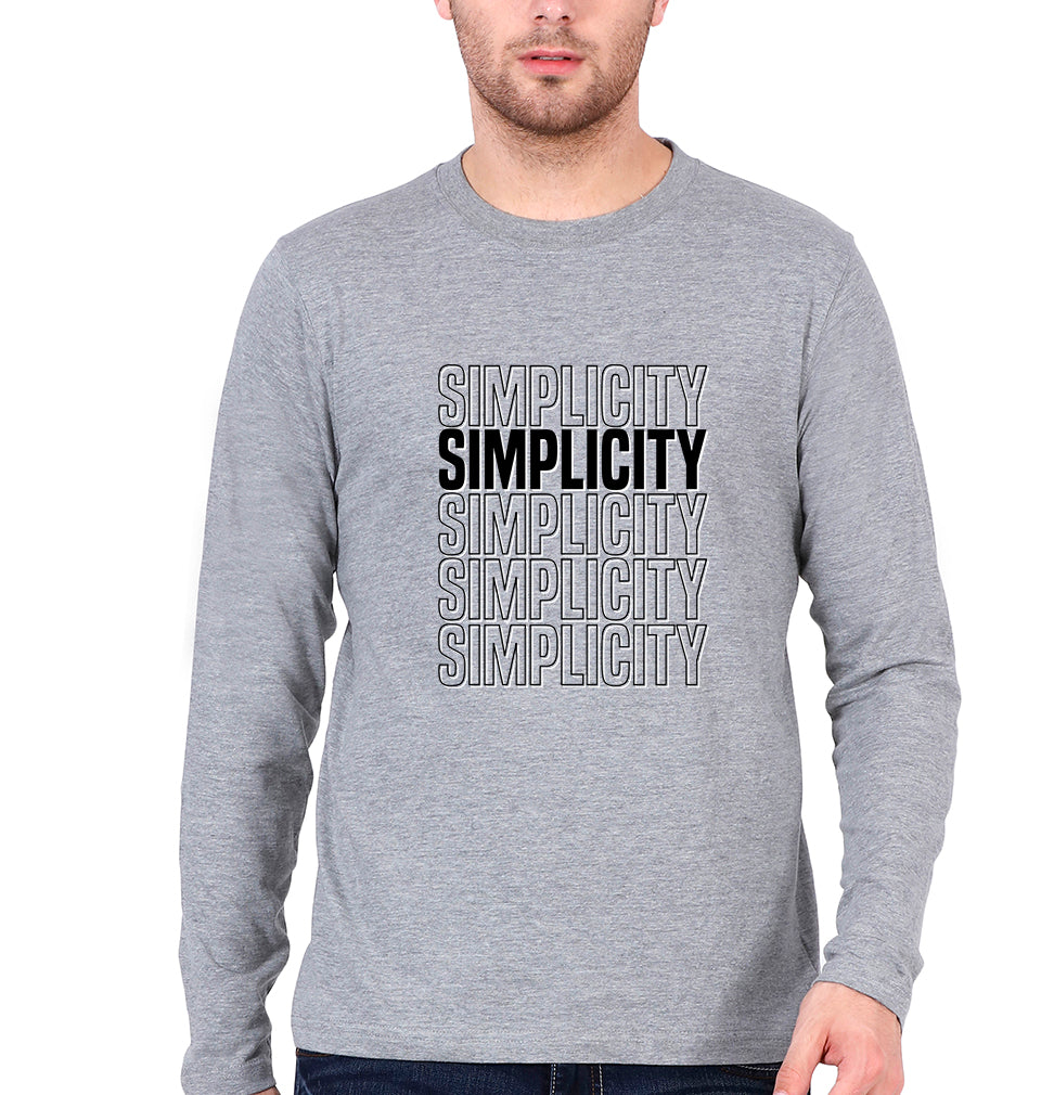 Simplicity Full Sleeves T-Shirt for Men-S(38 Inches)-Grey Melange-Ektarfa.online