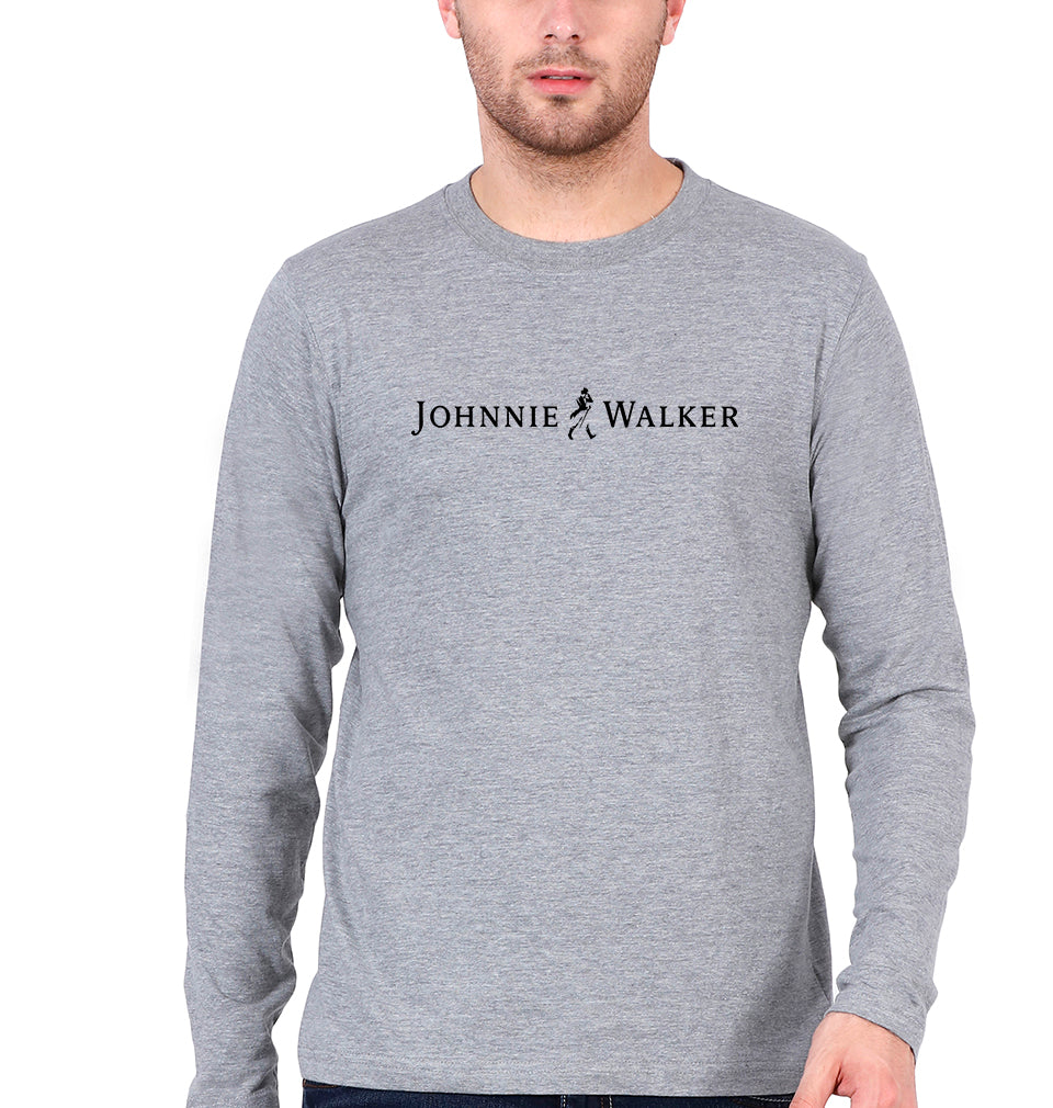 Johnnie Walker Full Sleeves T-Shirt for Men-Grey Melange-Ektarfa.online