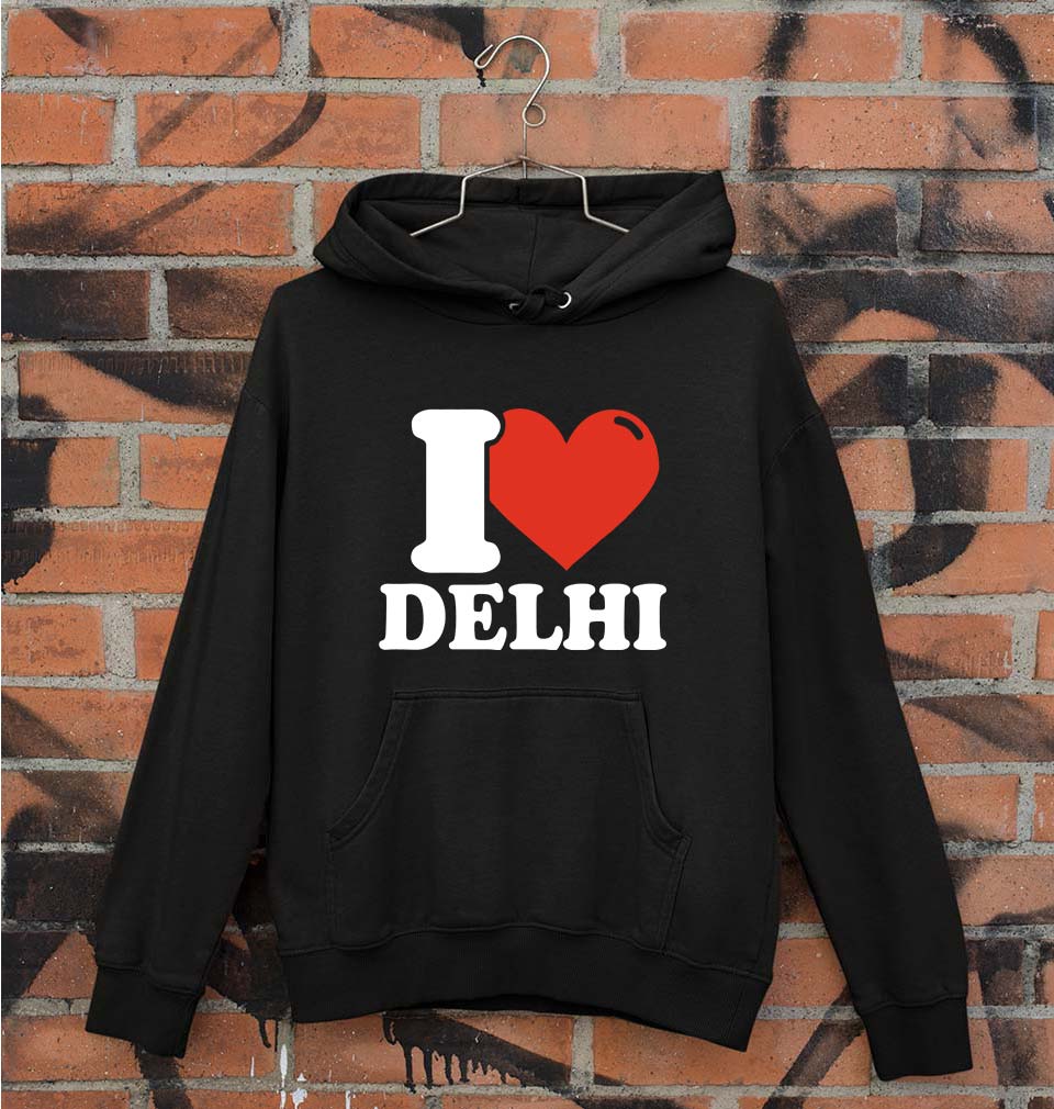 I Love Delhi Unisex Hoodie for Men/Women-Black-Ektarfa.online