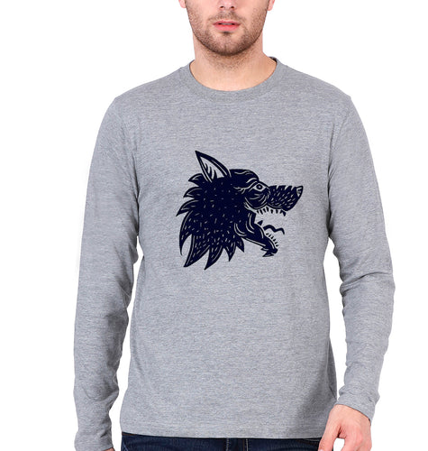 Wolf Full Sleeves T-Shirt for Men-Grey Melange-Ektarfa.online