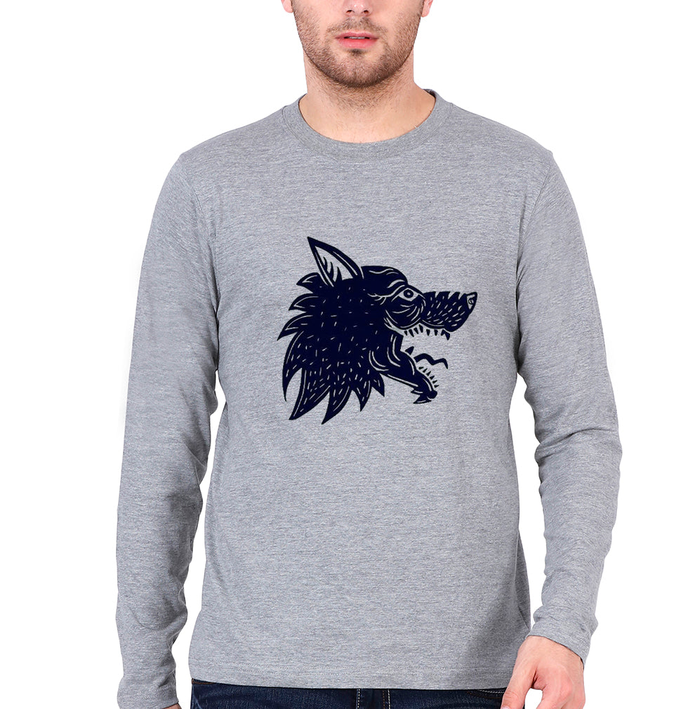 Wolf Full Sleeves T-Shirt for Men-Grey Melange-Ektarfa.online