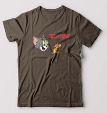 Load image into Gallery viewer, Tom and Jerry T-Shirt for Men-S(38 Inches)-Olive Green-Ektarfa.online
