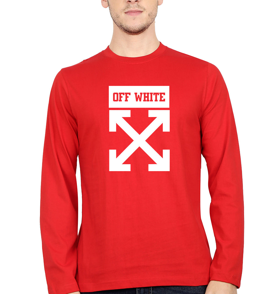 Off White Full Sleeves T-Shirt for Men