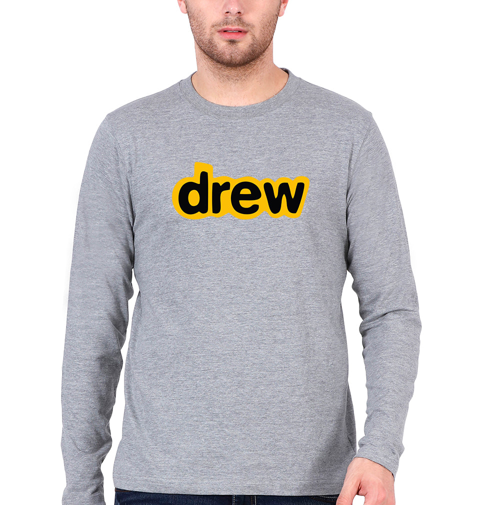 Drew Full Sleeves T-Shirt for Men-Grey Melange-Ektarfa.online