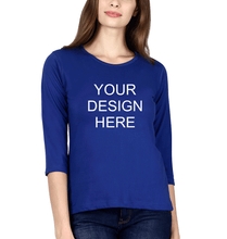 Load image into Gallery viewer, Customized-Custom-Personalized Full Sleeves T-Shirt for Women-S(34 Inches)-Royal Blue-ektarfa.com
