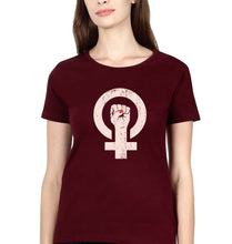Load image into Gallery viewer, Feminist T-Shirt for Women-XS(32 Inches)-Maroon-Ektarfa.online
