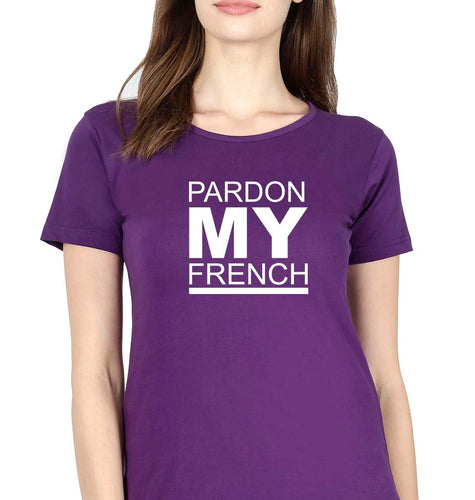 Pardon My French T-Shirt for Women-Purple-Ektarfa.online