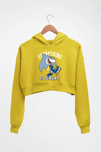 Shark Crop HOODIE FOR WOMEN-Mustard Yellow-Ektarfa.online