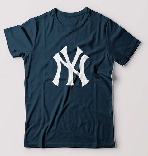 New York Yankees T-Shirt for Men-S(38 Inches)-Petrol Blue-Ektarfa.online