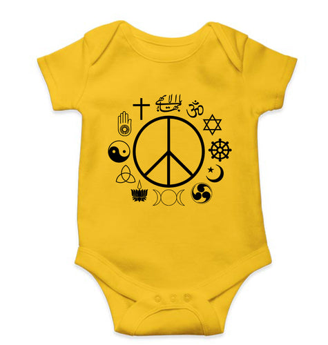 Peace Religious Symbols Kids Romper For Baby Boy/Girl-Yellow-Ektarfa.online