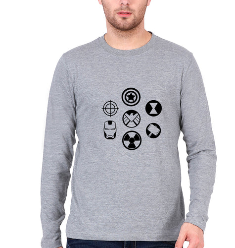 Marvel Superhero Full Sleeves T-Shirt for Men-Grey Melange-Ektarfa.online