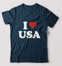 Load image into Gallery viewer, I Love USA T-Shirt for Men-Petrol Blue-Ektarfa.online
