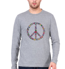 Load image into Gallery viewer, Floral Peace Full Sleeves T-Shirt for Men-Grey Melange-Ektarfa.online
