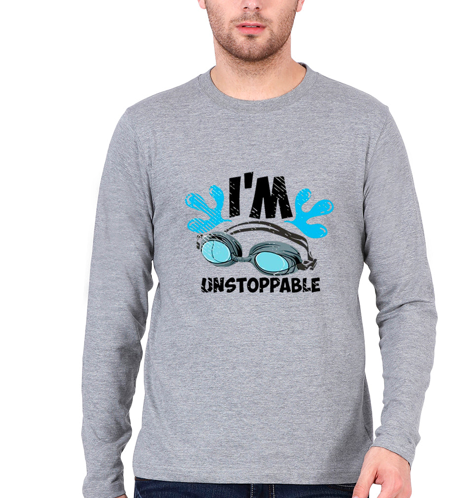 Swimming Full Sleeves T-Shirt for Men-Grey Melange-Ektarfa.online