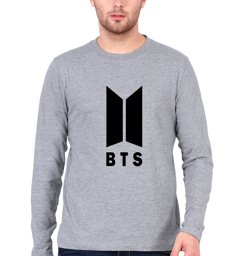 BTS Full Sleeves T-Shirt for Men-Grey Melange-Ektarfa.online