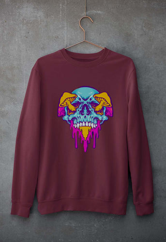 Trippy Psychedelic Skull Unisex Sweatshirt for Men/Women-Maroon-Ektarfa.online
