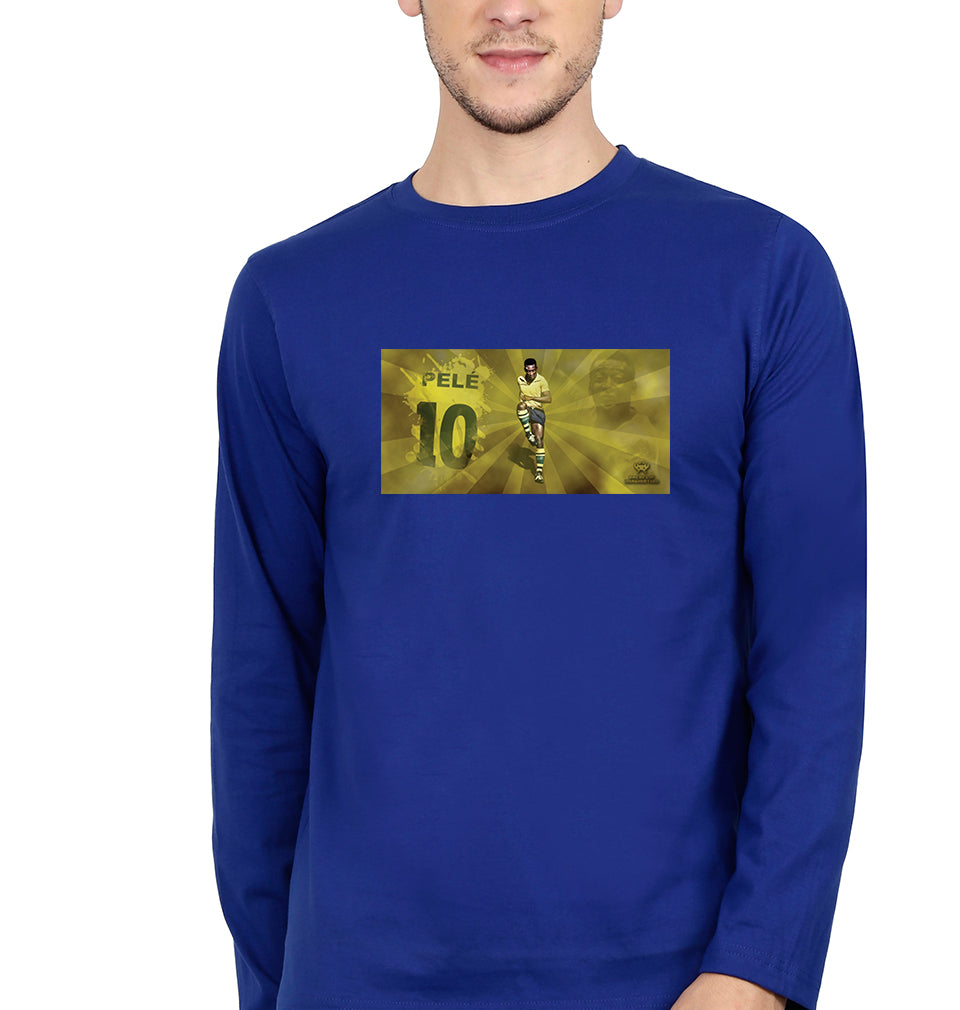 Pele Full Sleeves T-Shirt for Men-S(38 Inches)-Royal Blue-Ektarfa.online