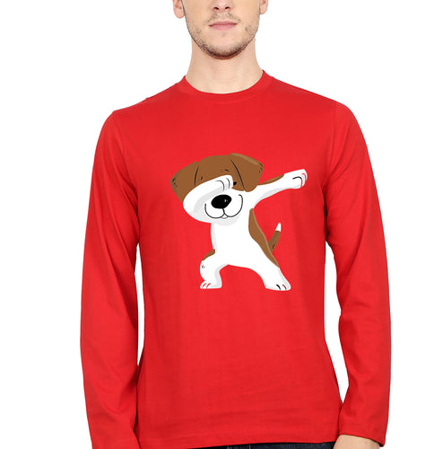 Dab Dog Full Sleeves T-Shirt for Men-Red-Ektarfa.online