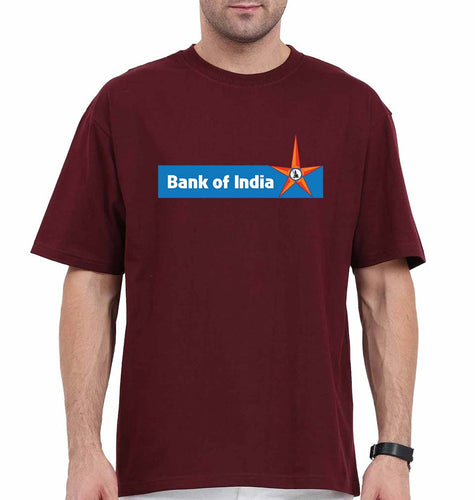 Bank of India Oversized T-Shirt for Men-Maroon-Ektarfa.online