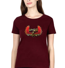 Load image into Gallery viewer, Wings of Strength T-Shirt for Women-XS(32 Inches)-Maroon-Ektarfa.online
