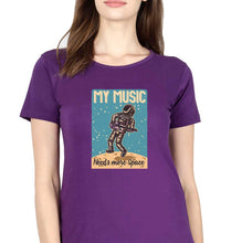 Load image into Gallery viewer, Music T-Shirt for Women-XS(32 Inches)-Purple-Ektarfa.online
