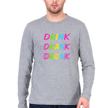 Load image into Gallery viewer, Drink Alcoholic Full Sleeves T-Shirt for Men-Grey Melange-Ektarfa.online
