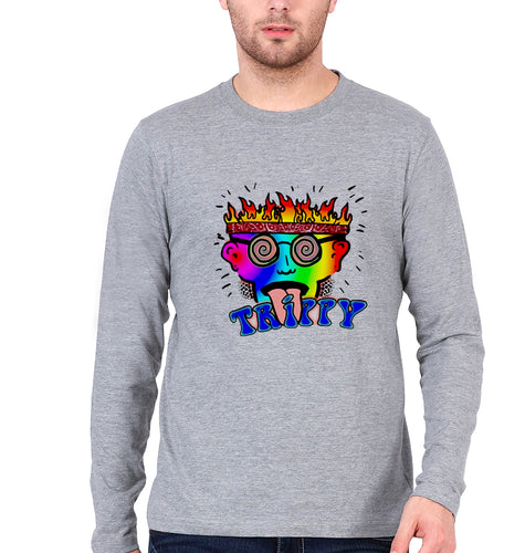 Trippy Full Sleeves T-Shirt for Men-Grey Melange-Ektarfa.online