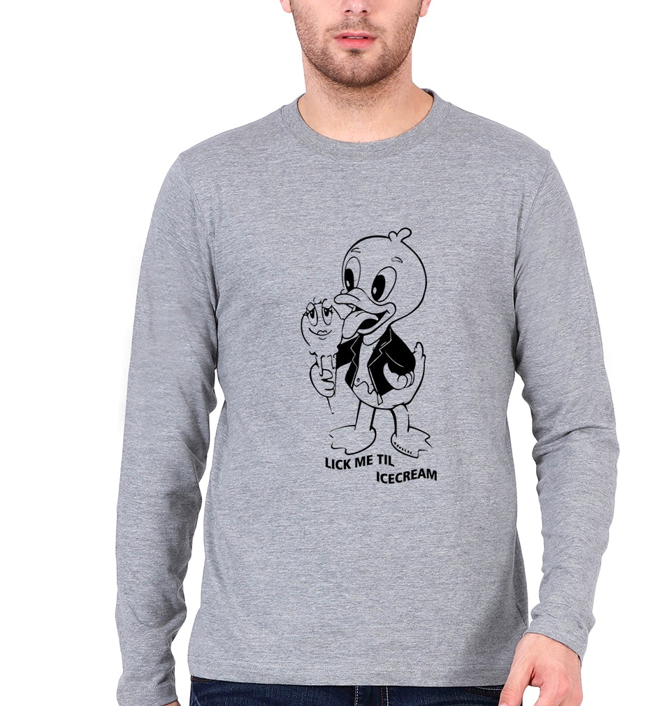 Domrebel Duck Full Sleeves T-Shirt for Men-S(38 Inches)-Grey Melange-Ektarfa.online