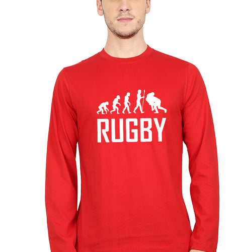 Rugby Evolution Full Sleeves T-Shirt for Men-Red-Ektarfa.online