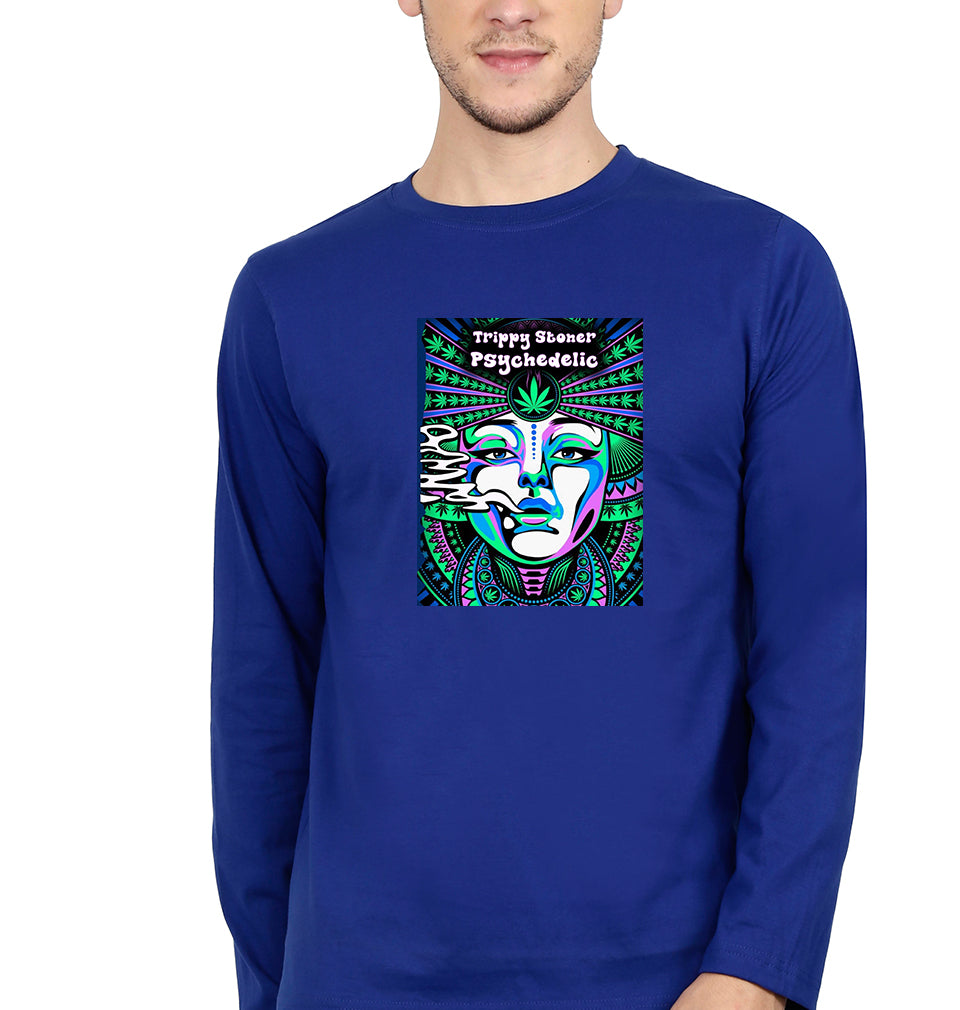 Trippy Stoner Psychedelic Full Sleeves T-Shirt for Men-Royal Blue-Ektarfa.online