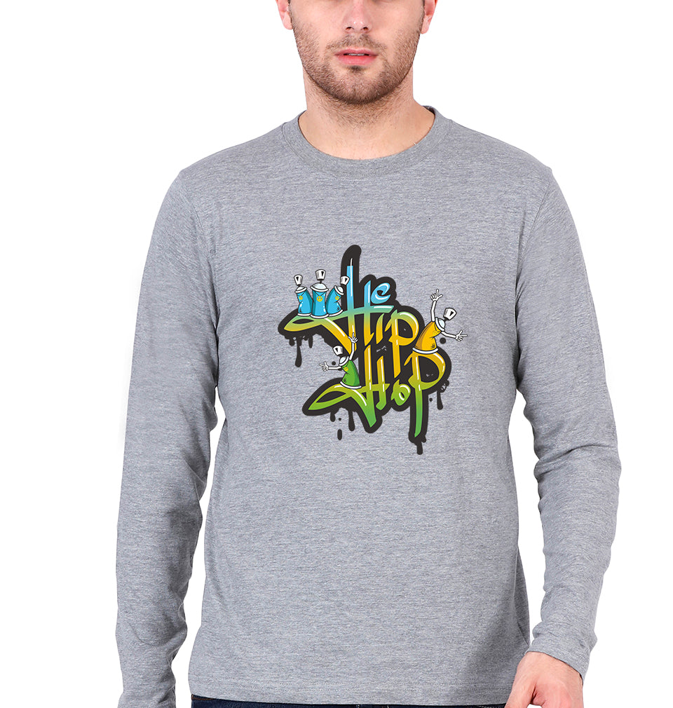 Hip Hop Full Sleeves T-Shirt for Men-Grey Melange-Ektarfa.online