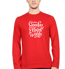 Load image into Gallery viewer, Good Vibes Only Full Sleeves T-Shirt for Men-Red-Ektarfa.online
