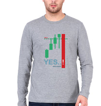 Load image into Gallery viewer, Share Market(Stock Market) Full Sleeves T-Shirt for Men-S(38 Inches)-Grey Melange-Ektarfa.online
