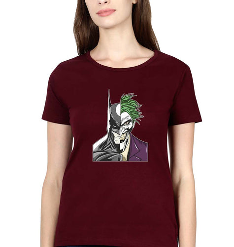 Batman Joker T-Shirt for Women-Maroon-Ektarfa.online