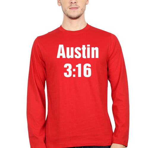 Stone Cold Steve Austin (WWE) Full Sleeves T-Shirt for Men-Red-Ektarfa.online