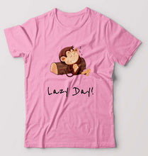 Load image into Gallery viewer, Monkey Lazy Day T-Shirt for Men-S(38 Inches)-Light Baby Pink-Ektarfa.online

