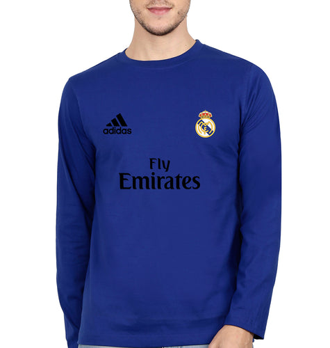 Real Madrid Full Sleeves T-Shirt for Men-S(38 Inches)-Royal Blue-Ektarfa.online
