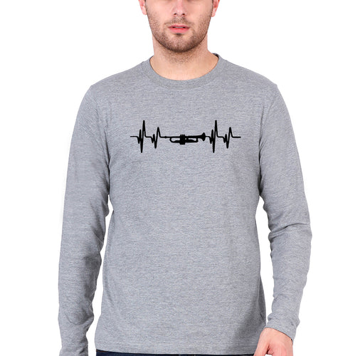 Trumpet Love Full Sleeves T-Shirt for Men-Grey Melange-Ektarfa.online
